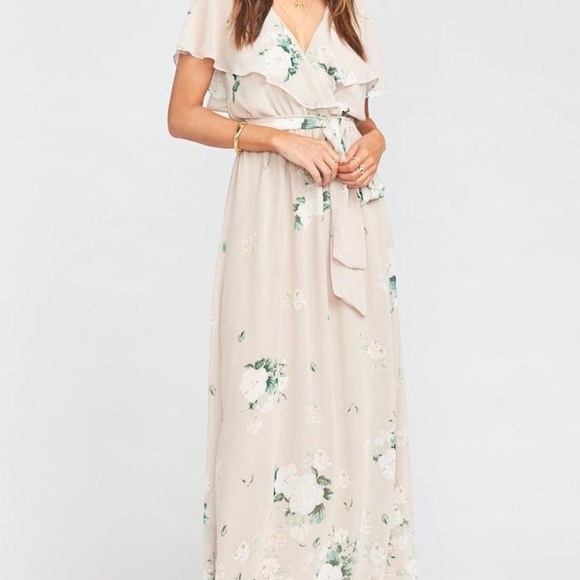 NWT Show Me Your MuMu Audrey Maxi Floral Dress Pink and Cream Small - Picture 2 of 14